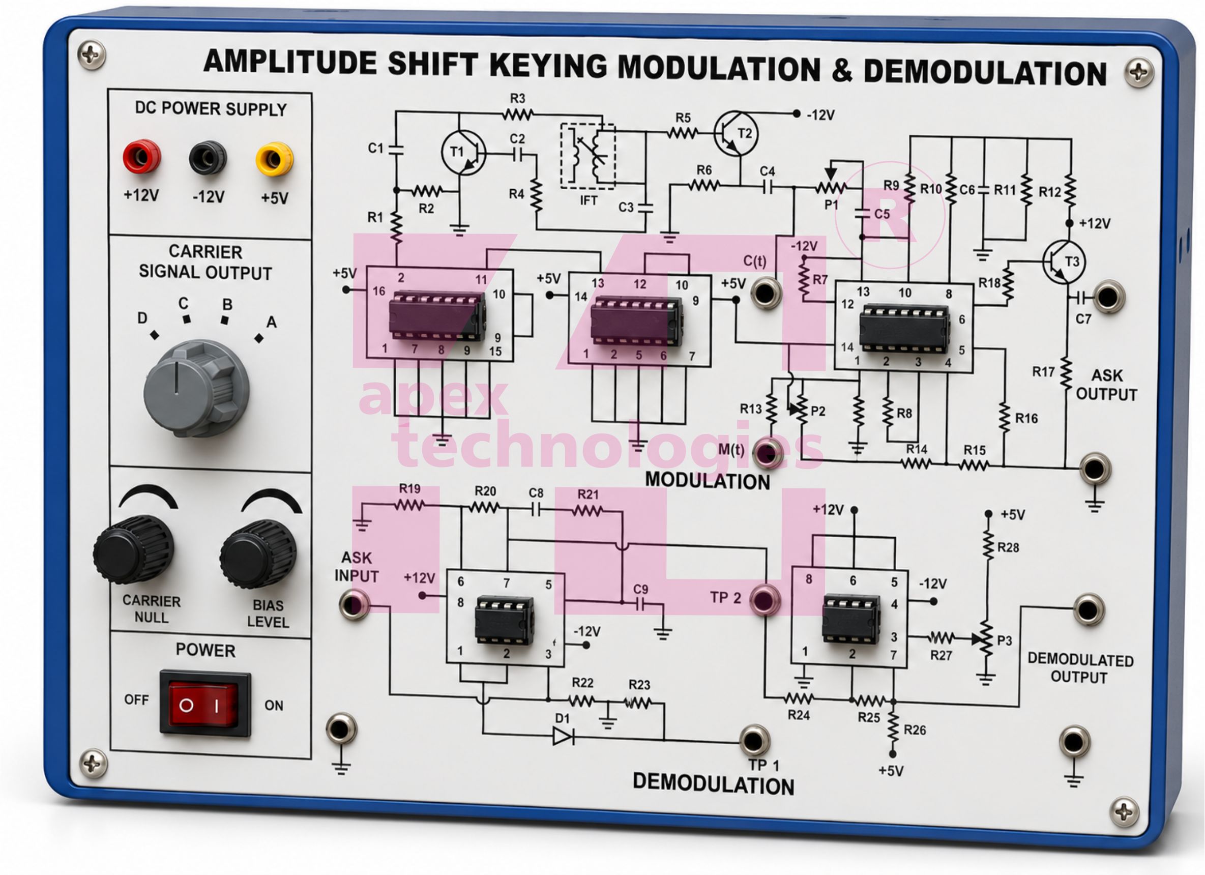 Amplitude Shift Keying Modulation & Demodulation Trainer Kit