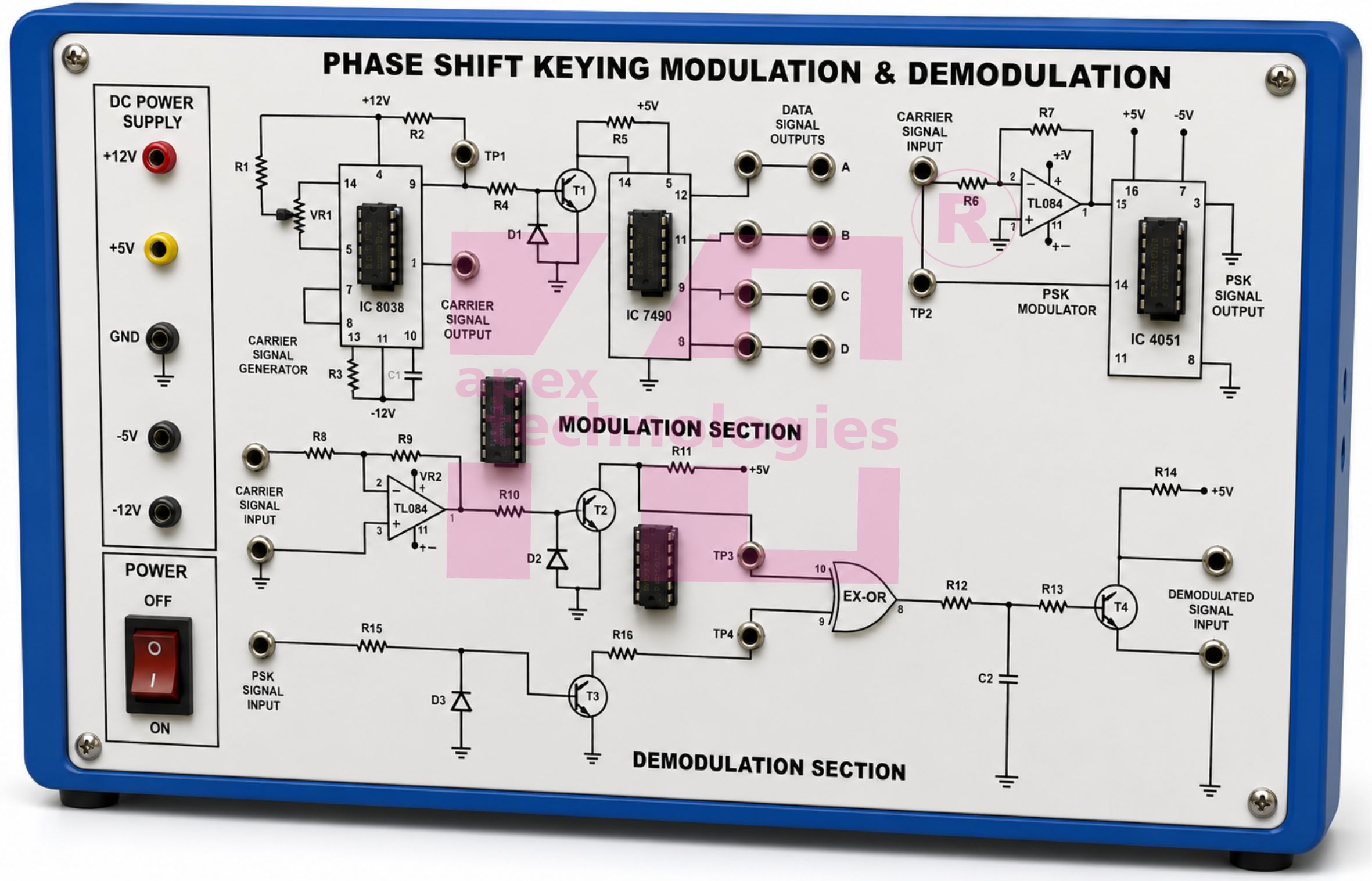 Phase Shift Keying Modulation & Demodulation Trainer Kit